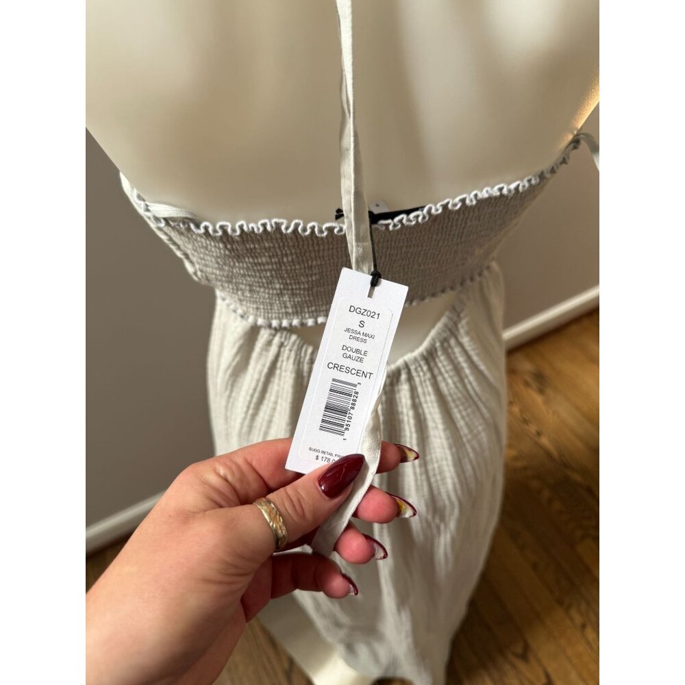 NWT Michael Stars Jessa Maxi Dress Double Gauze Cement Grey Size Small - Picture 4 of 5